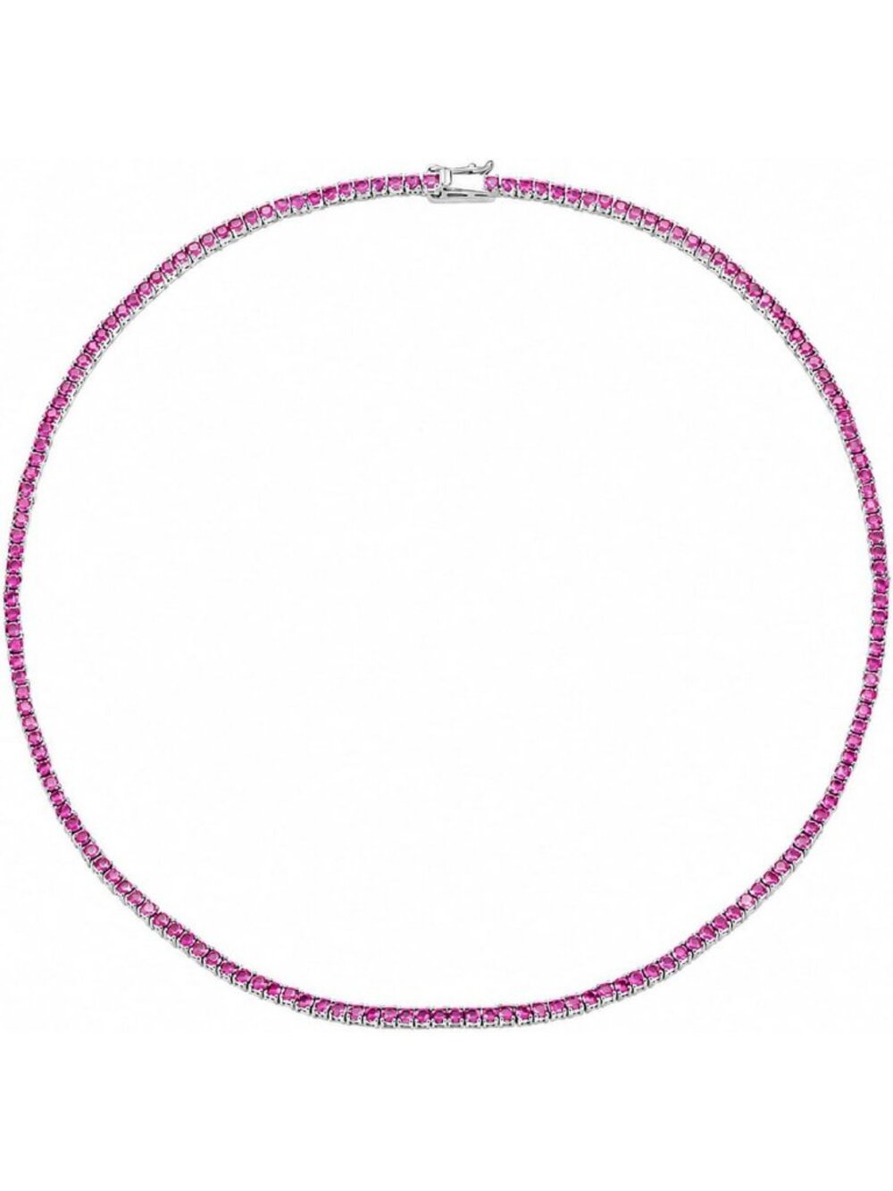 Dainty Pink Tennis Choker Necklace, 14K Gold Plated, Sparkly Ruby Jewelry Gift